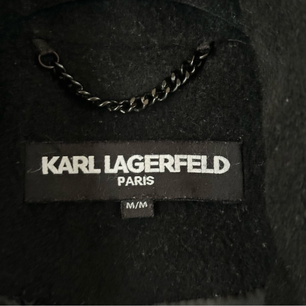 Stunning Karl Lagerfeld Black Double Breasted Wool Cashmere Pea Coat Jacket - Picture 10 of 11